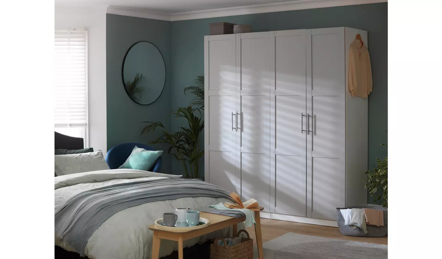 Habitat Munich Panelled 4 Door Wardrobe - Grey